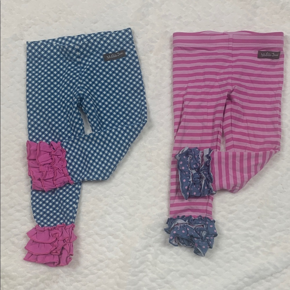 Matilda Jane Pink Striped and Blue Checkered Legging Set